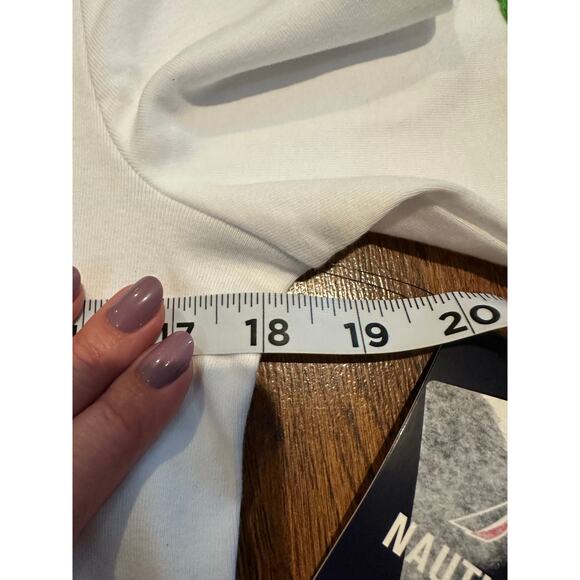 Nautica Jeans Women's Cotton Crochet-Trim Short Sleeve Tee White Size Large NWT - Picture 6 of 7